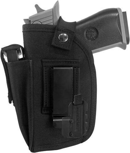Concealed Carry Gun Holster with Mag Pouch Fits Handgun with Laser Light Mounted IWB OWB Ambidextrous Use by Convertible Clip in Saudi Arabia