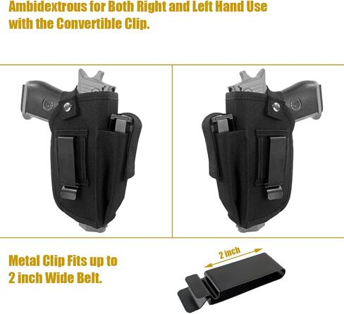 Concealed Carry Gun Holster with Mag Pouch Fits Handgun with Laser Light Mounted IWB OWB Ambidextrous Use by Convertible Clip in Saudi Arabia