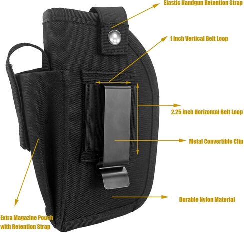 Concealed Carry Gun Holster with Mag Pouch Fits Handgun with Laser Light Mounted IWB OWB Ambidextrous Use by Convertible Clip in Saudi Arabia