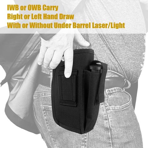 Concealed Carry Gun Holster with Mag Pouch Fits Handgun with Laser Light Mounted IWB OWB Ambidextrous Use by Convertible Clip in Saudi Arabia