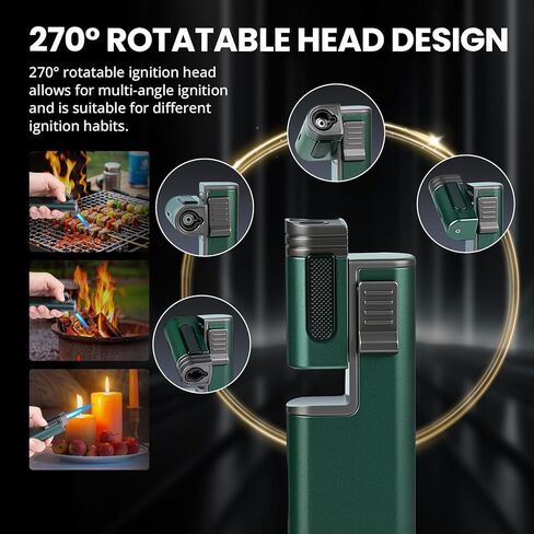 Cool Torch Lighter, Refillable Butane Torch Lighters with Rotating Head & Visible Window, Adjustable Windproof Jet Flame and Foldable Punch, Unique Creative Gift for Men (Without Fuel) in Saudi Arabia