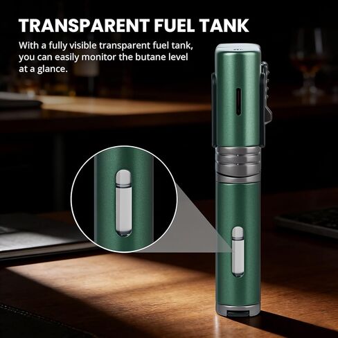 Cool Torch Lighter, Refillable Butane Torch Lighters with Rotating Head & Visible Window, Adjustable Windproof Jet Flame and Foldable Punch, Unique Creative Gift for Men (Without Fuel) in Saudi Arabia