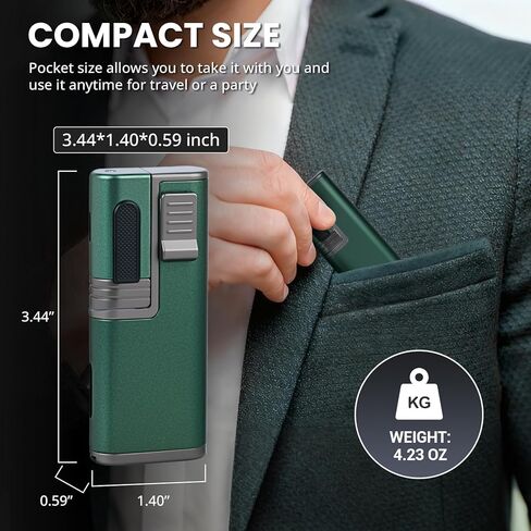 Cool Torch Lighter, Refillable Butane Torch Lighters with Rotating Head & Visible Window, Adjustable Windproof Jet Flame and Foldable Punch, Unique Creative Gift for Men (Without Fuel) in Saudi Arabia