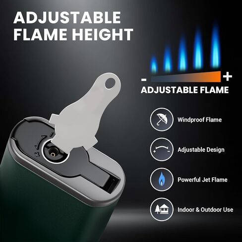 Cool Torch Lighter, Refillable Butane Torch Lighters with Rotating Head & Visible Window, Adjustable Windproof Jet Flame and Foldable Punch, Unique Creative Gift for Men (Without Fuel) in Saudi Arabia