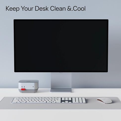 Lonelyfox Mac mini M4 & M4 Pro Stand – Innovative Front Power Button Access, Anti-Dust Cooling Silicone Base, Anti-Slip Desktop Holder, Replaceable Button Caps (Gray) in Saudi Arabia