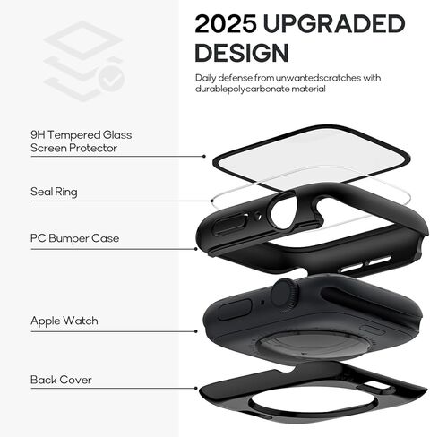 2 in 1 Waterproof Case for Apple Watch Screen Protector Series 6/5/4, SE 3/2/1 40mm, 360 Protective Glass Face Cover Hard Bumper + Back Frame for iWatch Accessories 40 mm in Saudi Arabia