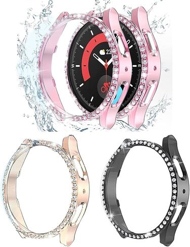 [عبوة من 3 قطع] حافظة لهاتف Galaxy Watch 5 Pro مقاس 45 مم، حافظة واقية بإطار بلينغ متوافقة مع ساعة Samsung Galaxy Watch 5 (ذهبي وردي/وردي/أسود) - 45 مم in Kuwait
