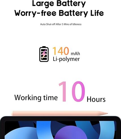 Stylus Pen for iPad 2018-2025, Tilt Sensitivity, Fast USB-C Charging, 10H Battery, Pink Version in Saudi Arabia