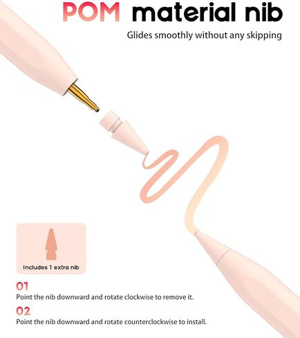 Stylus Pen for iPad 2018-2025, Tilt Sensitivity, Fast USB-C Charging, 10H Battery, Pink Version in Saudi Arabia