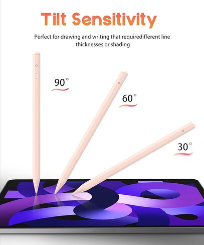 Stylus Pen for iPad 2018-2025, Tilt Sensitivity, Fast USB-C Charging, 10H Battery, Pink Version in Saudi Arabia