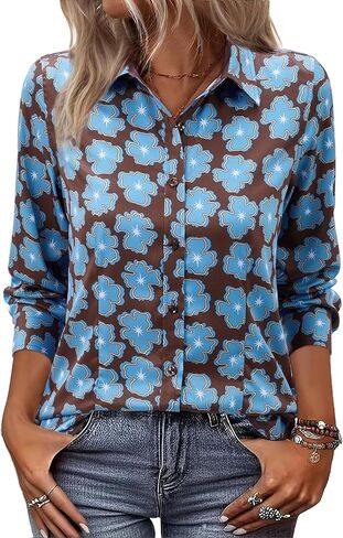 siliteelon Women Button Down Shirts Dress Shirts Long Sleeve Classic-Fit Cotton in Kuwait
