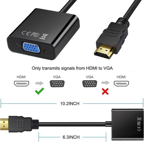 HDMI to VGA Adapter 1080P Converter Male to Female for PC, Laptop, Monitor, Projector and More in Saudi Arabia