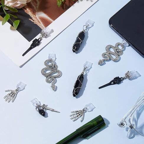 DICOSMETIC Dust Plug Charms Bulk Butterfly Star Skull Type-C Charging Port Charm Cell Phone Charm Plug Cover Plastic Dust Plugs with Alloy Charms USB C Port Cap Protector Pendant in Saudi Arabia