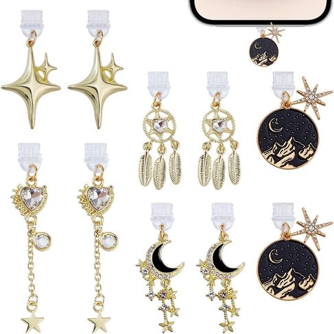 DICOSMETIC Dust Plug Charms Bulk Butterfly Star Skull Type-C Charging Port Charm Cell Phone Charm Plug Cover Plastic Dust Plugs with Alloy Charms USB C Port Cap Protector Pendant in Saudi Arabia