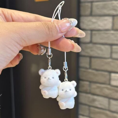Fuzzy Cute Cartoon Bear Cell Phone Charm Decor Gifts Bear Lovers Women Kawaii Bears Bag Charm Cute Bears Keychain Keyring (2.3x3.5cm) in Saudi Arabia