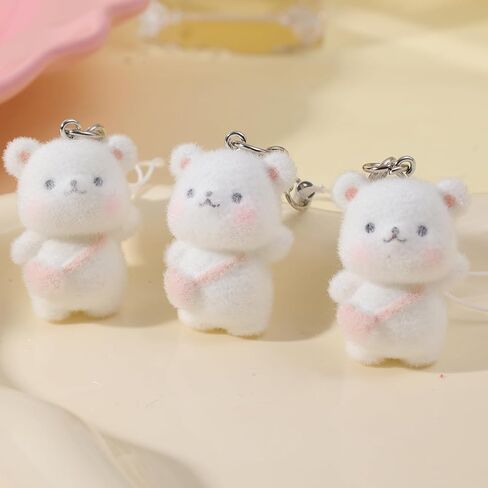 Fuzzy Cute Cartoon Bear Cell Phone Charm Decor Gifts Bear Lovers Women Kawaii Bears Bag Charm Cute Bears Keychain Keyring (2.3x3.5cm) in Saudi Arabia