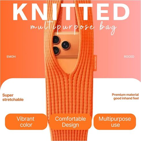 Phone Pocket 3D Knitted Wearable Phone Holder Neck Strap & Crossbody Pouch Compatible with AirPods and Accessories in Saudi Arabia