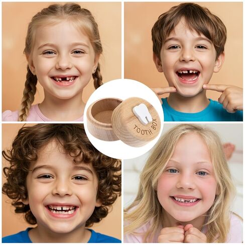 Tooth Fairy Tooth Holder Wooden Tooth Keepsake Box 3D Carved Lost Teeth Storage for Kids Baby Teeth Holder for Little Boys Girls Toddler Shower Birthday in Saudi Arabia