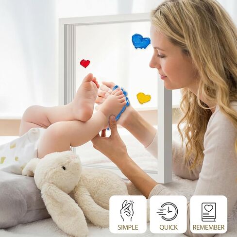 OurWarm Family Handprint Kit with Light, DIY Handprint Family Keepsake Wooden Frame with Sticker & Non-Toxic Baby Safe Paint, Baby Keepsake Gifts for Newborn, Mother's Day, New Parents, Adoption Day in Saudi Arabia