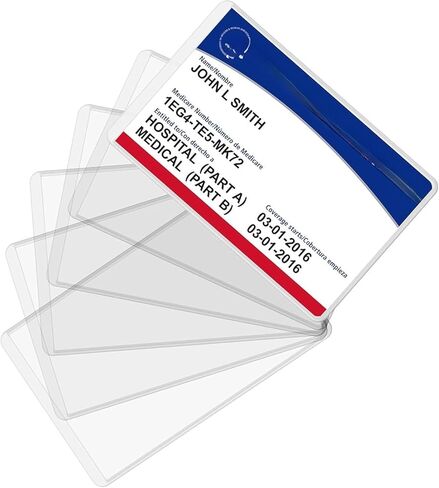أغطية بطاقات PVC - واقيات بطاقات الائتمان، أغطية بلاستيكية شفافة لبطاقات الهوية والضمان الاجتماعي وبطاقات الخصم وبطاقات العمل. واقي وحامل للمستندات مقاوم للماء. يساعد على منع السرقة الرقمية. (50) in Kuwait