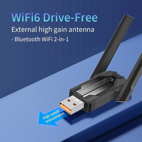 محول بلوتوث واي فاي - واي فاي 6 ثنائي النطاق وبلوتوث 5.4 USB، 900 ميجابت في الثانية (2.4/5.8 جيجا هرتز)، أمان WPA3 للتوصيل والتشغيل - محول واي فاي لأجهزة الكمبيوتر المحمول/الأجهزة الطرفية المكتبية، متوافق مع نظام التشغيل Windows 10/11 in Kuwait