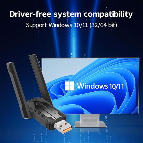 محول بلوتوث واي فاي - واي فاي 6 ثنائي النطاق وبلوتوث 5.4 USB، 900 ميجابت في الثانية (2.4/5.8 جيجا هرتز)، أمان WPA3 للتوصيل والتشغيل - محول واي فاي لأجهزة الكمبيوتر المحمول/الأجهزة الطرفية المكتبية، متوافق مع نظام التشغيل Windows 10/11 in Kuwait