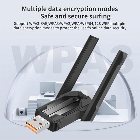 محول بلوتوث واي فاي - واي فاي 6 ثنائي النطاق وبلوتوث 5.4 USB، 900 ميجابت في الثانية (2.4/5.8 جيجا هرتز)، أمان WPA3 للتوصيل والتشغيل - محول واي فاي لأجهزة الكمبيوتر المحمول/الأجهزة الطرفية المكتبية، متوافق مع نظام التشغيل Windows 10/11 in Kuwait