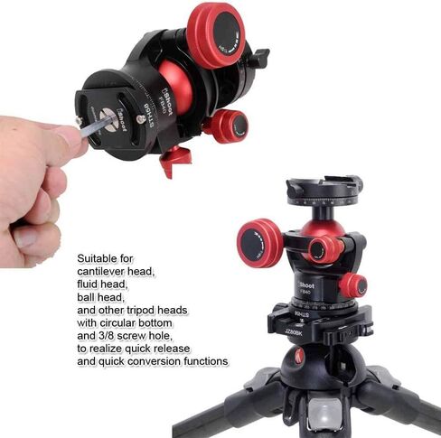 Tripod Head Mount Converter Quick Release Adapter for Fluid Head, Cantilever Head, Ballhead, Tripod Head with Circular Bottom & 3/8 Screw Hole, Bottom is Arca Swiss Fit Quick Release Plate in Saudi Arabia