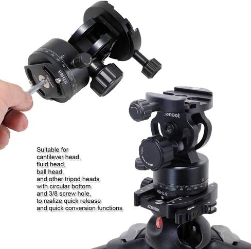 Tripod Head Mount Converter Quick Release Adapter for Fluid Head, Cantilever Head, Ballhead, Tripod Head with Circular Bottom & 3/8 Screw Hole, Bottom is Arca Swiss Fit Quick Release Plate in Saudi Arabia