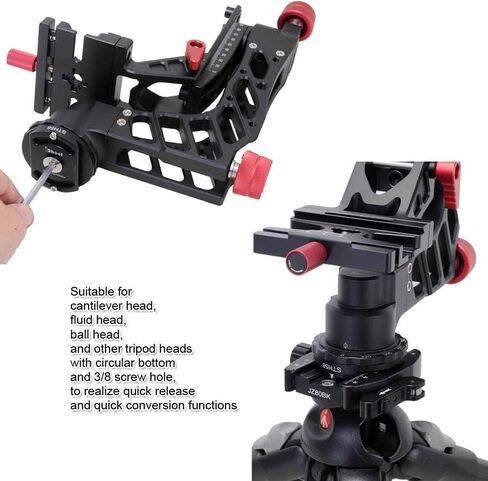 Tripod Head Mount Converter Quick Release Adapter for Fluid Head, Cantilever Head, Ballhead, Tripod Head with Circular Bottom & 3/8 Screw Hole, Bottom is Arca Swiss Fit Quick Release Plate in Saudi Arabia