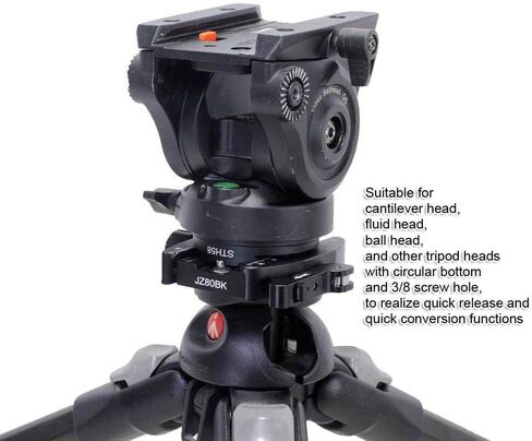 Tripod Head Mount Converter Quick Release Adapter for Fluid Head, Cantilever Head, Ballhead, Tripod Head with Circular Bottom & 3/8 Screw Hole, Bottom is Arca Swiss Fit Quick Release Plate in Saudi Arabia