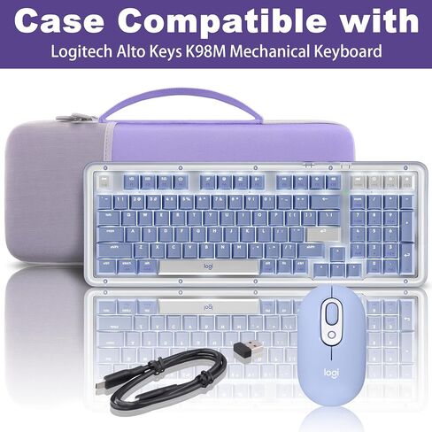 for Logitech Alto Keys K98M Keyboard Carry Case, Travel Protective Storage Case with Mesh Pocket for POP Mouse and Accessories (Purple) in Kuwait