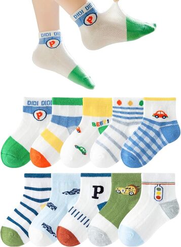 Toddler Baby Boy Mesh Crew Pointelle Eyelet Socks, 10 Pairs in Saudi Arabia