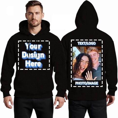 Custom Hoodie for Men Women Personalized Front & Back Printed Sweatshirt Design Your Own Graphic Hoodies with Image in Saudi Arabia