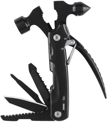 Hammer Multitool 10 in 1 Birthday Gifts for Men Dad Husband Camping Accessories Gear Multi Tool Camping Essentials Gadgets for Men-Black in Saudi Arabia