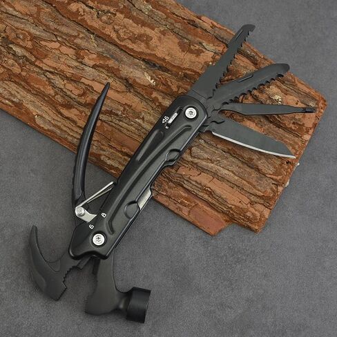 Hammer Multitool 10 in 1 Birthday Gifts for Men Dad Husband Camping Accessories Gear Multi Tool Camping Essentials Gadgets for Men-Black in Saudi Arabia