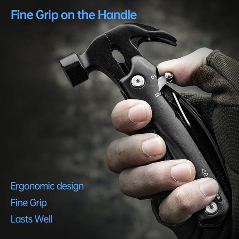Hammer Multitool 10 in 1 Birthday Gifts for Men Dad Husband Camping Accessories Gear Multi Tool Camping Essentials Gadgets for Men-Black in Saudi Arabia