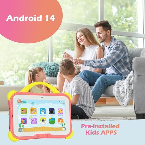 تابلت weelikeit للأطفال مقاس 7 بوصة للأطفال من عمر 3 إلى 10 سنوات، ذاكرة وصول عشوائي 8 جيجابايت (4+4 ممتدة) ذاكرة وصول عشوائي 64 جيجابايت ذاكرة وصول عشوائي للأطفال الصغار Android 14 مع كاميرا مزدوجة، مراقبة أبوية، حافظة صلبة، واي فاي، يوتيوب، تطبيق تعليمي in Kuwait