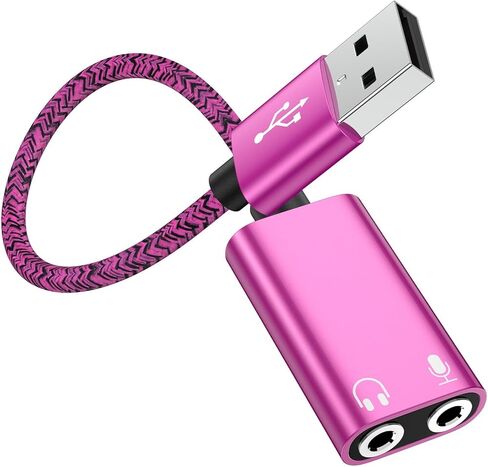 بطاقة صوت DAC للكمبيوتر الشخصي، PS5، سماعة رأس للألعاب على Windows Mac، محول مقبس USB ستيريو خارجي إلى 3.5 مم مع مقسم ميكروفون، كابل USB-A إلى ثنائي 3.5 مم Y للتسجيل، البث المباشر، Discordin in Kuwait