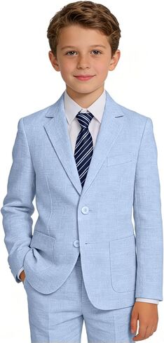 Suits for Boy Lightweight Slim Fit 3 Piece Formal Suit Blazer Pants Tie Set Kids Tuxedo Casual Wedding Party Outfit in Saudi Arabia