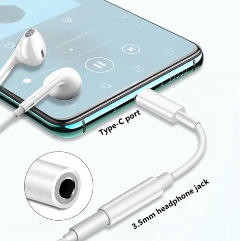 USB C to 3.5mm Audio Adapter, USB C to Headphone Jack Adapter, for iPhone17 16 15 MacBook, Type C Aux Audio Dongle Cable Cord Compatible. with USB A to C Adapter (White-5Pack) in Saudi Arabia