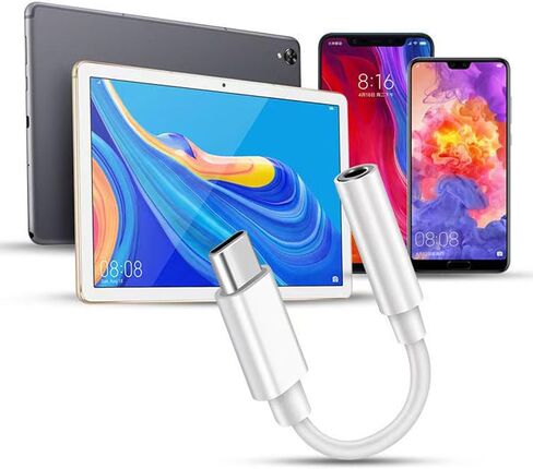 USB C to 3.5mm Audio Adapter, USB C to Headphone Jack Adapter, for iPhone17 16 15 MacBook, Type C Aux Audio Dongle Cable Cord Compatible. with USB A to C Adapter (White-5Pack) in Saudi Arabia