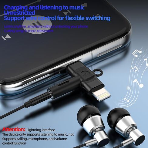 3.5 ملم إلى USB C Lightning Jack Dongle (2in1) لهاتف iPhone 16 15 14 13 Pro Max AUX محول سماعة رأس كابل صوت لميكروفون سيارة Apple أنثى متوافق مع محول سماعة رأس موصل Samsung لأجهزة iPad in Kuwait