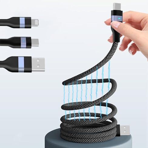 كابل شاحن سريع سلك USB مغناطيسي تلقائي الارتداد 27 وات 480 ميجا بت في الثانية USB-C Lightning Android PD 1 متر (USB-C إلى Lightning) in Kuwait