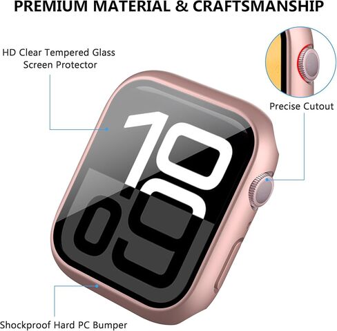 حافظة مكونة من 8 قطع لساعة Apple Series 11/10 مقاس 46 مم مع واقي شاشة من الزجاج المقوى، ممتص للصدمات من البولي كربونات الصلب، غطاء واقٍ مقاوم للخدش متوافق مع ملحقات iWatch S11/S10 مقاس 46 مم in Kuwait