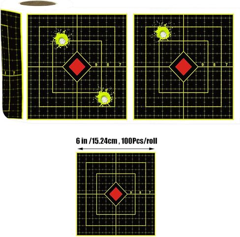 Splatter Target 6 Inch Reactive Paper Stickers, 100 Pcs, Self Adhesive Roll Hunting Accessories for Pistol Pellet Gun Rifle Shooting Practice Outdoor or Indoor Game in Saudi Arabia