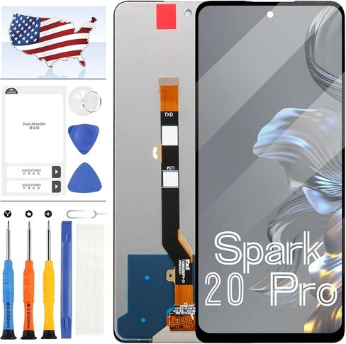استبدال الشاشة لشاشة Tecno Spark 20 Pro KJ6 LCD لشاشة Tecno Spark 20 Pro KJ6 LCD التي تعمل باللمس مع أدوات (أسود بدون إطار) in Saudi Arabia