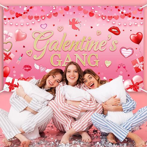 galentines يوم خلفية الوردي سعيد galentines يوم راية الزينة للفتيات galentine's عصابة حزب الزينة خلفية التصوير الفوتوغرافي لسيدة صور كشك الدعائم 70.8x43.3 بوصة in Kuwait