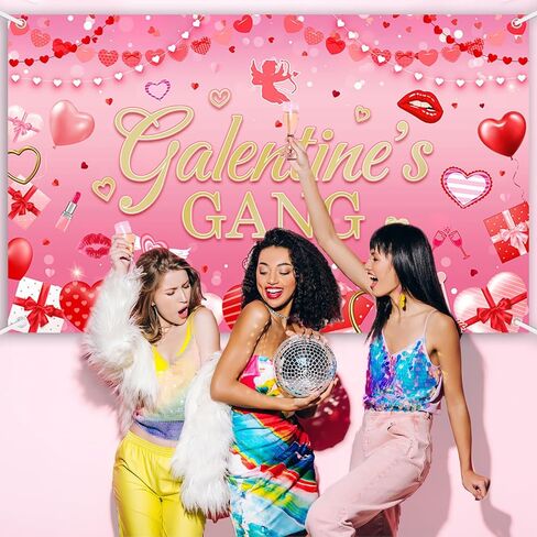 galentines يوم خلفية الوردي سعيد galentines يوم راية الزينة للفتيات galentine's عصابة حزب الزينة خلفية التصوير الفوتوغرافي لسيدة صور كشك الدعائم 70.8x43.3 بوصة in Kuwait