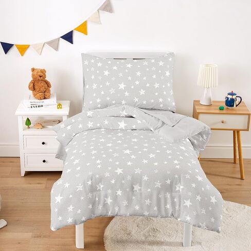 Wake In Cloud - Toddler Bedding Set for Boys Girls, Cute Star Polka Dot, 4 Pieces Soft Crib Bed Set Including Comforter, Sheets and Pillowcase, Light Purple in Kuwait